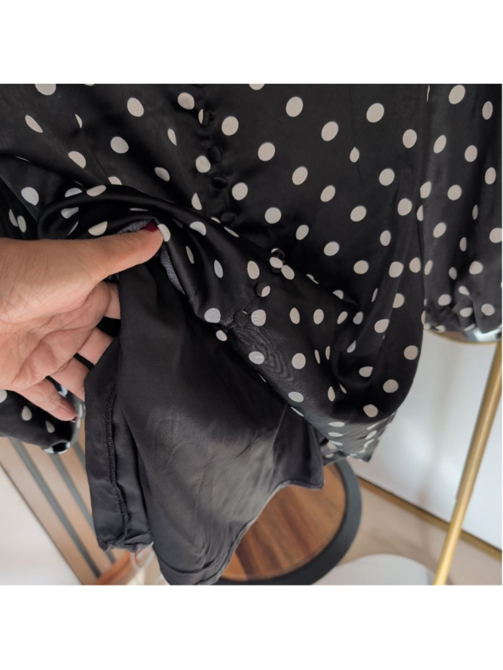 Fashion Nova Celeste Polka Dot Satin Mini Dress. XS - Picture 9 of 11